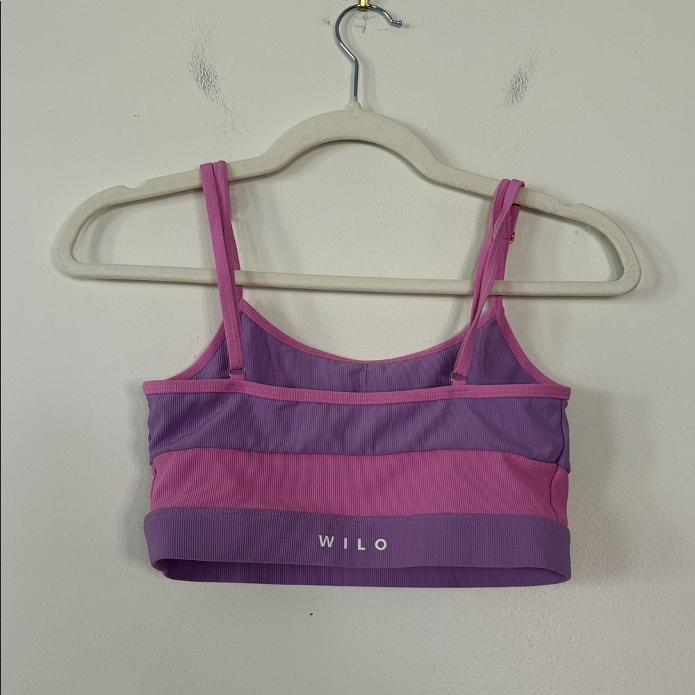 WILO‎ THE LABEL pink and purple block sports bra